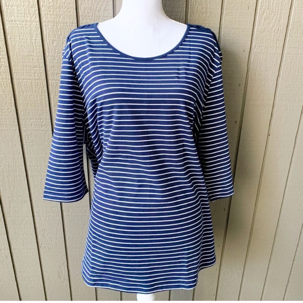 Catherines Plus Size Blue and White Stripes Casual Top Size 2X